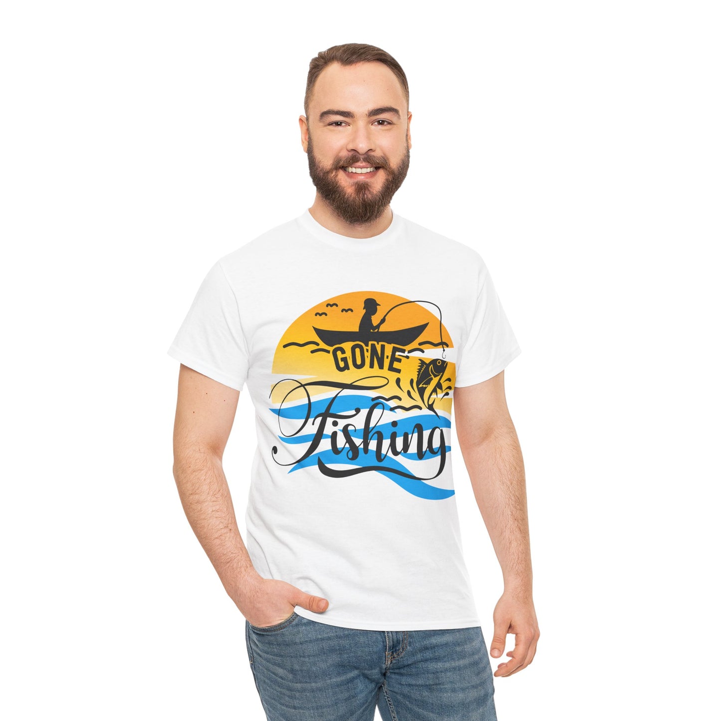 Gone Fishing Unisex Heavy Cotton Tee - Perfect Gift for Fishing Enthusiasts
