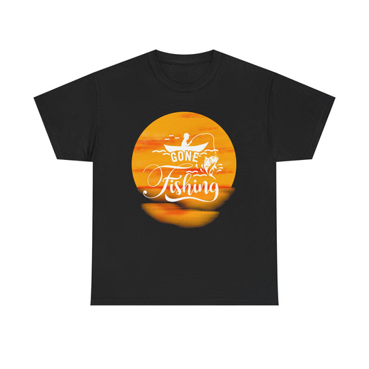 Gone Fishing Unisex Heavy Cotton Tee - Perfect for Anglers and Outdoor Enthusiasts