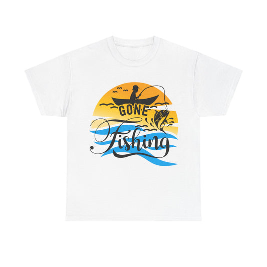 Gone Fishing Unisex Heavy Cotton Tee - Perfect Gift for Fishing Enthusiasts
