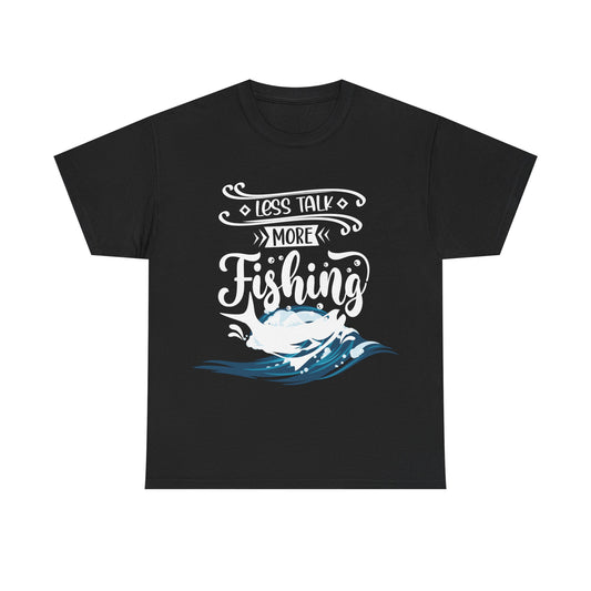 Fishing Enthusiast Unisex Heavy Cotton Tee - 'Less Talk More Fishing'